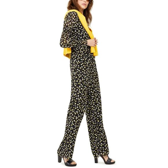 Michael Kors Women's Lilies Smocked Jumpsuit Yellow Size Medium - Picture 3 of 3